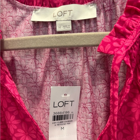 LOFT Fuchsia Geometric Blouse - Picture 3 of 4